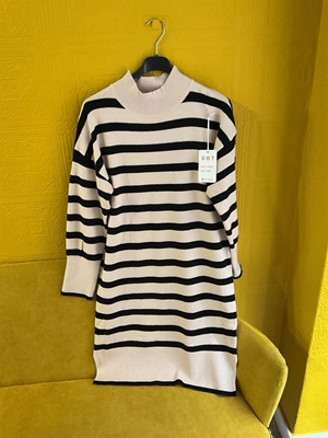 Vestido punto midi rayas - Imagen 1